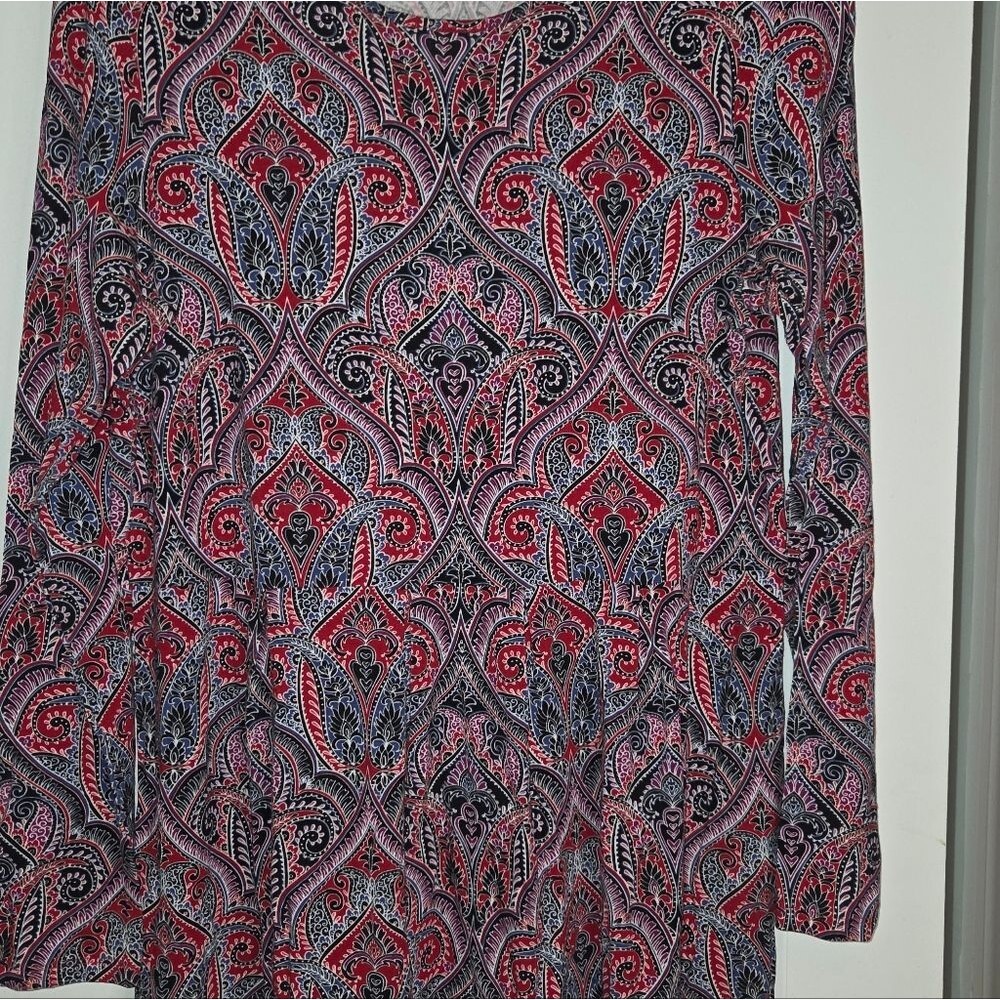 J. Jill Boho Print Rayon Blouse - Picture 5 of 12